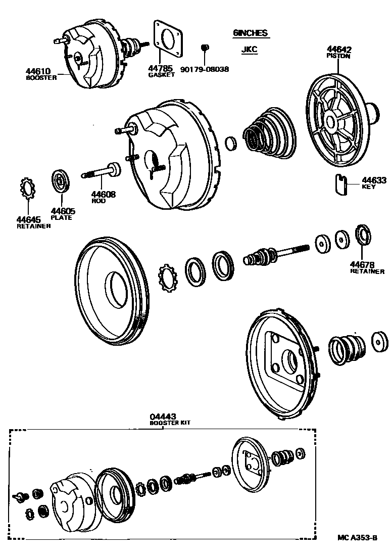 Toyota HILUX 制动助力器和真空管 EPC diagram — MCA353B
