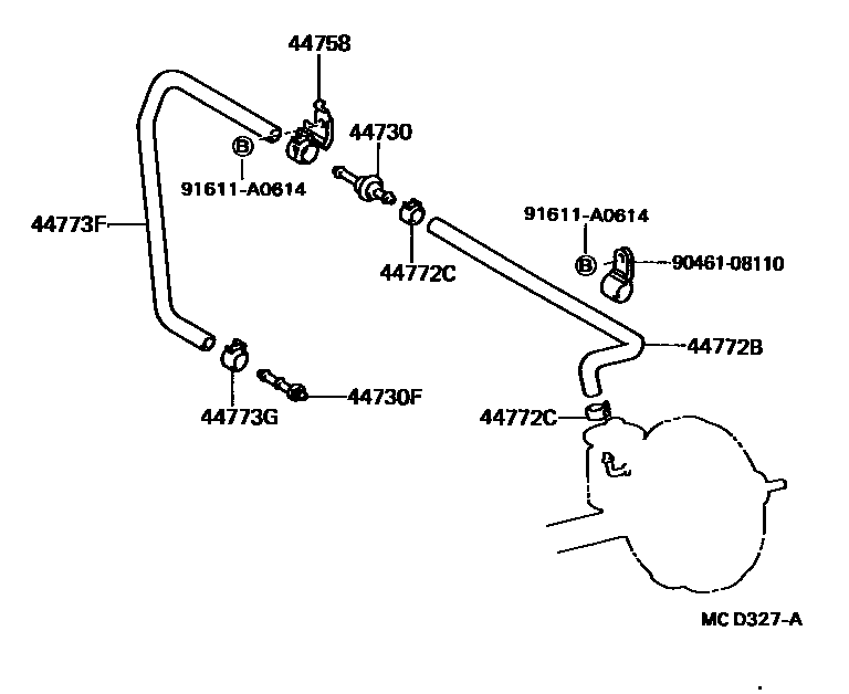 Toyota HILUX 制动助力器和真空管 EPC diagram — MCD327A