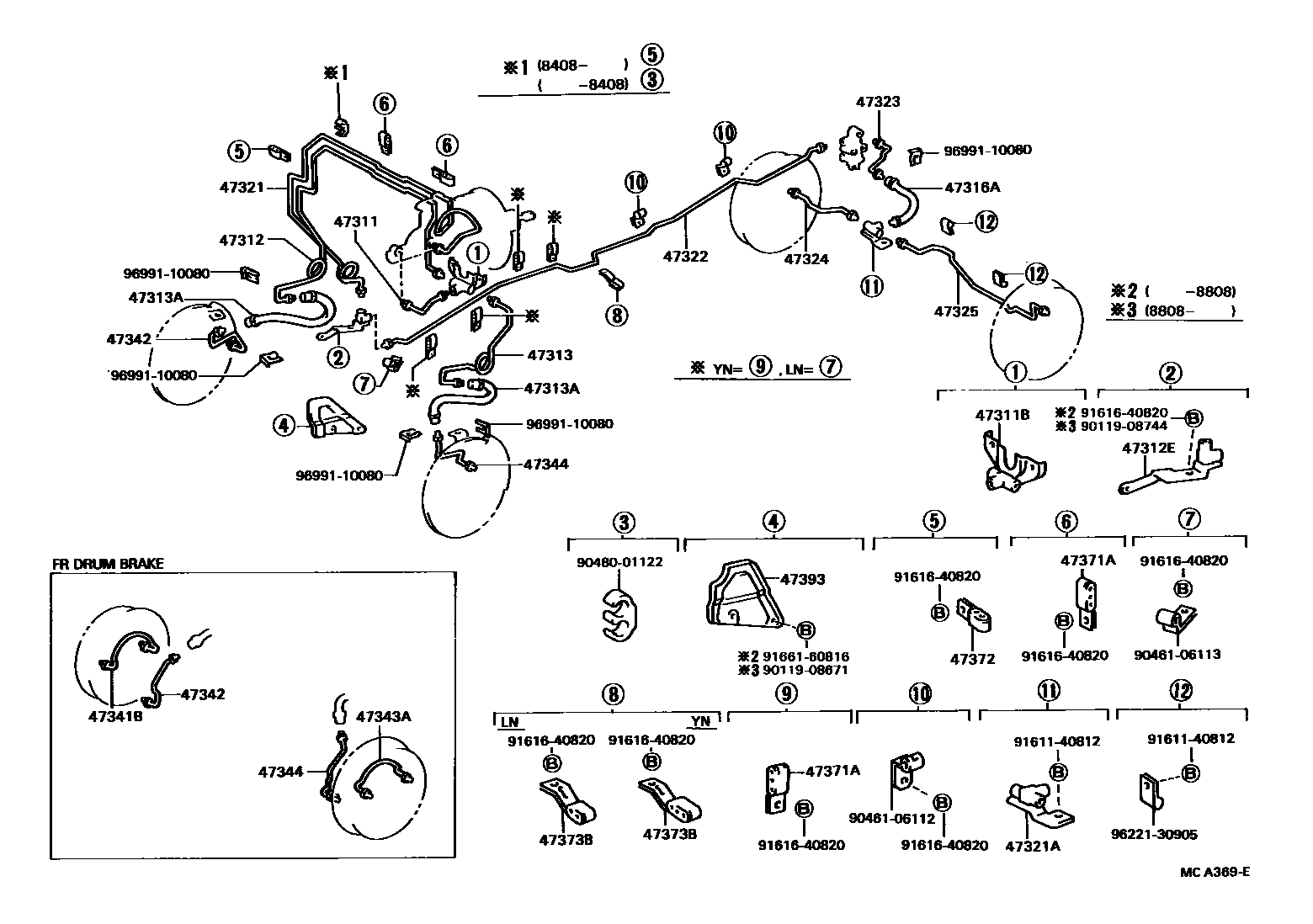 Toyota HILUX 制动配管和卡箍 EPC diagram — MCA369E