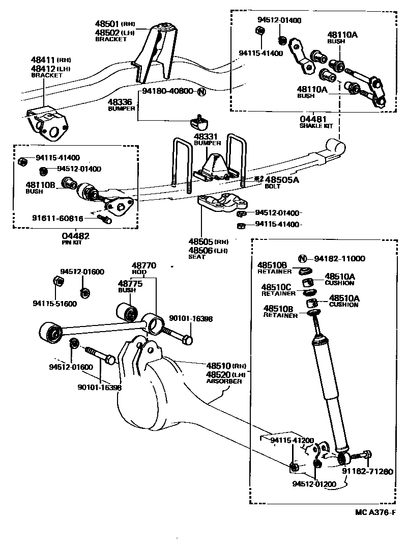 Toyota HILUX Front Spring & Shock Absorber EPC diagram — MCA376F
