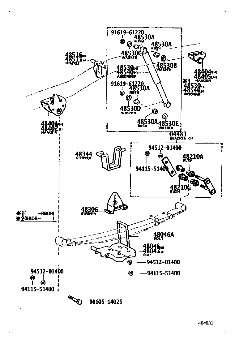 Toyota HILUX Rear Spring & Shock Absorber EPC diagram — 484831