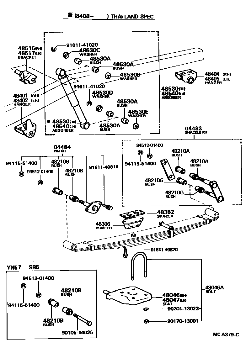 Toyota HILUX Rear Spring & Shock Absorber EPC diagram — MCA379C