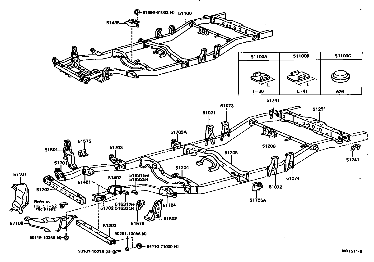 Toyota HILUX 车架 EPC diagram — MBF511B