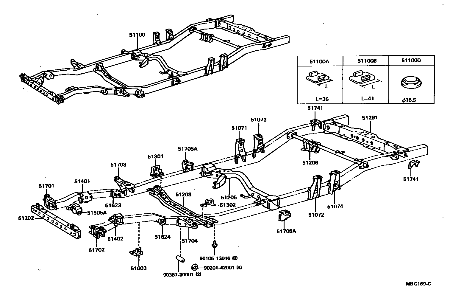 Toyota HILUX 车架 EPC diagram — MBG169C