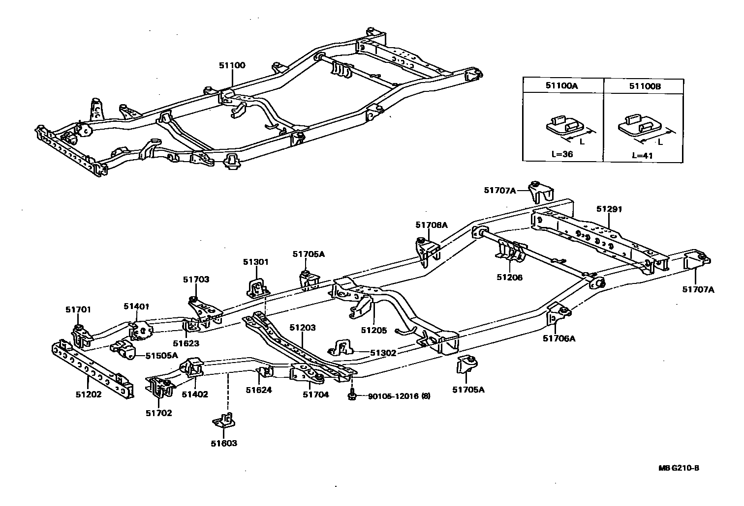 Toyota HILUX 车架 EPC diagram — MBG210B