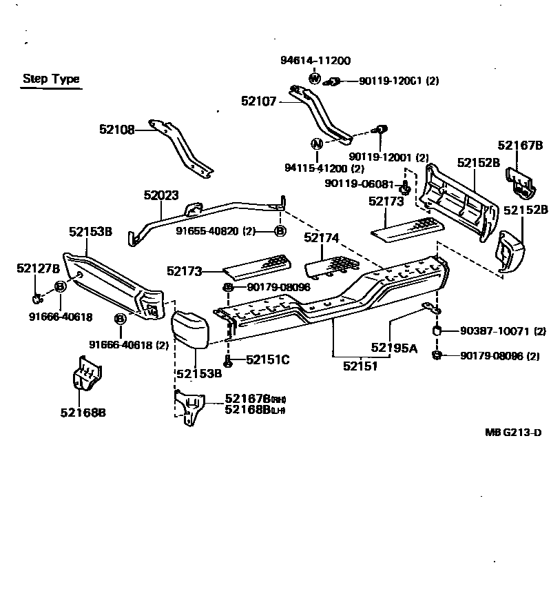 Toyota HILUX 后保险杠及附件 EPC diagram — MBG213D