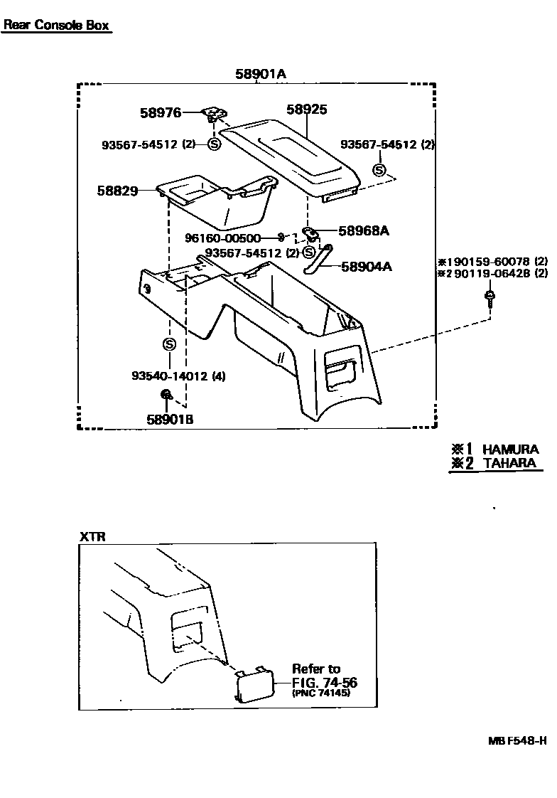 Toyota HILUX 中央扶手箱和支架 EPC diagram — MBF548H