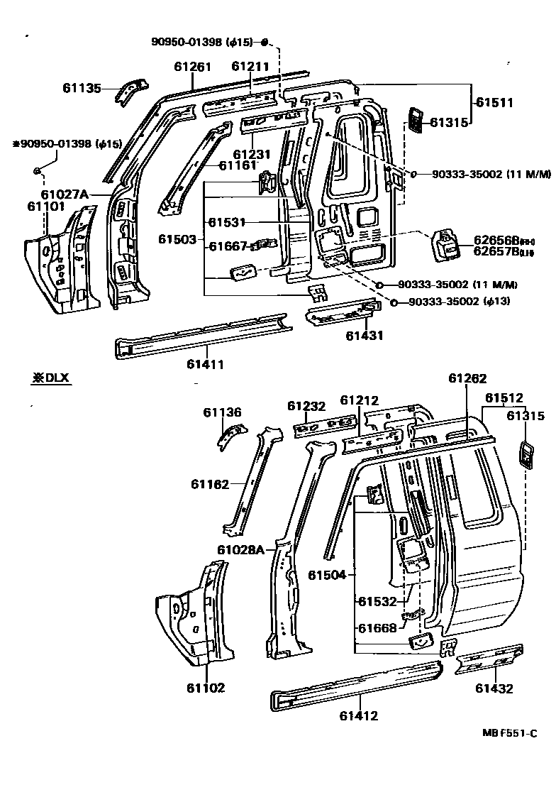Toyota HILUX 侧梁 EPC diagram — MBF551C