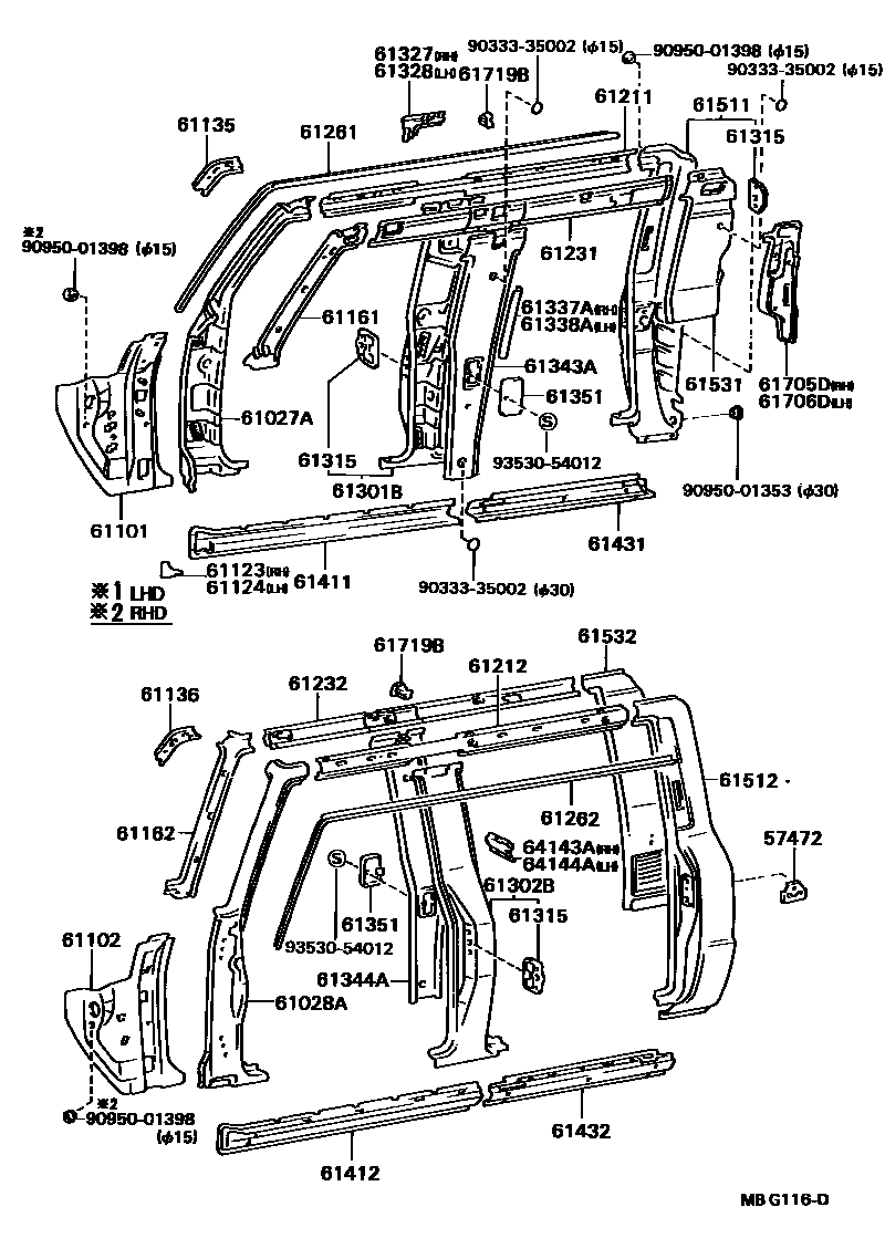 Toyota HILUX 侧梁 EPC diagram — MBG116D