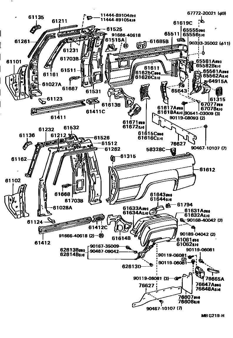 Toyota HILUX 侧梁 EPC diagram — MBG219H
