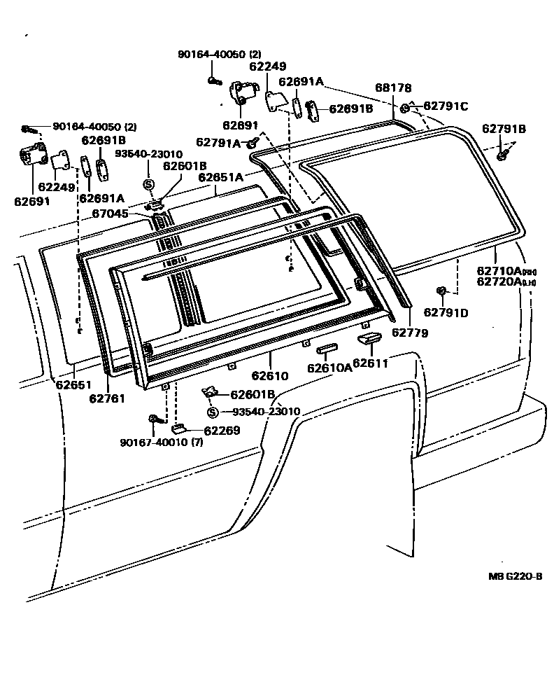 Toyota HILUX 侧窗 EPC diagram — MBG220B