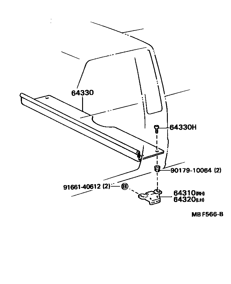 Toyota HILUX glove box panel EPC diagram — MBF566B