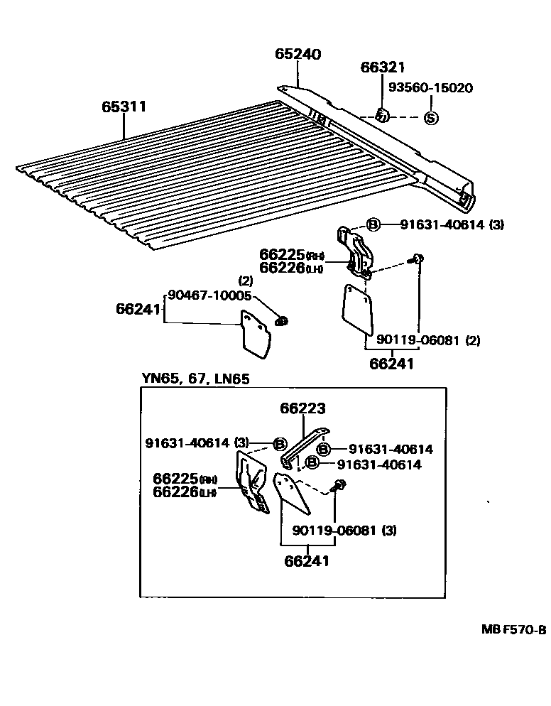 Toyota HILUX 后车身地板和翼子板 EPC diagram — MBF570B