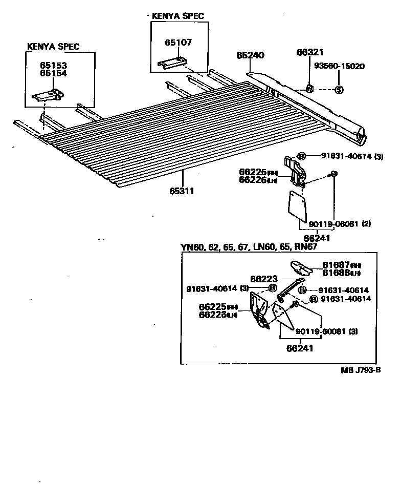 Toyota HILUX 后车身地板和翼子板 EPC diagram — MBJ793B