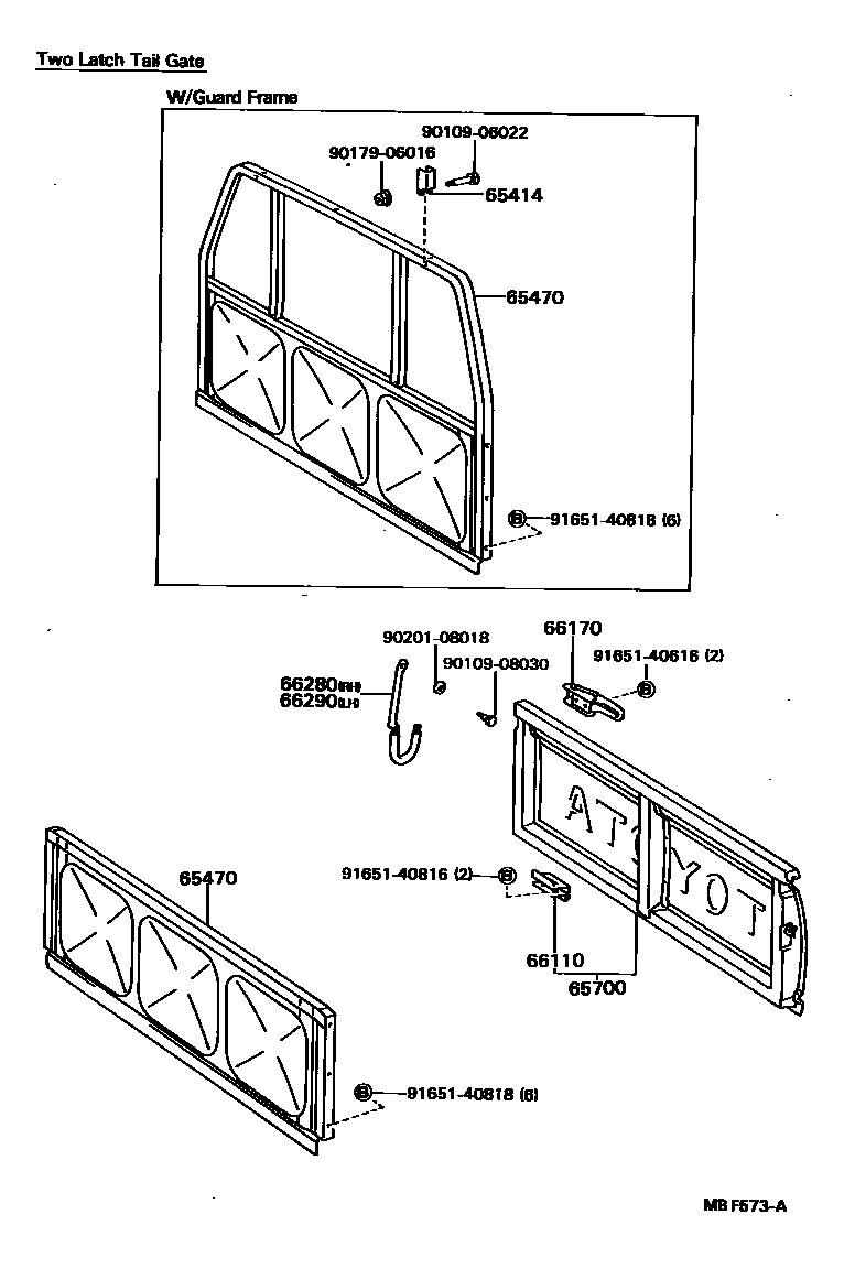 Toyota HILUX 后车身防护架和背门 EPC diagram — MBF573A