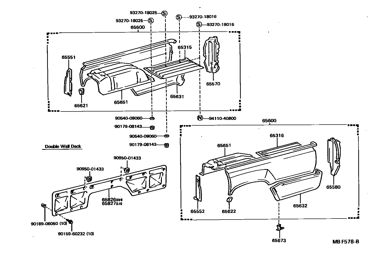 Toyota HILUX 后车身侧面板 EPC diagram — MBF578B