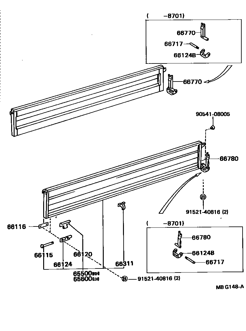 Toyota HILUX 后车身侧面板 EPC diagram — MBG148A