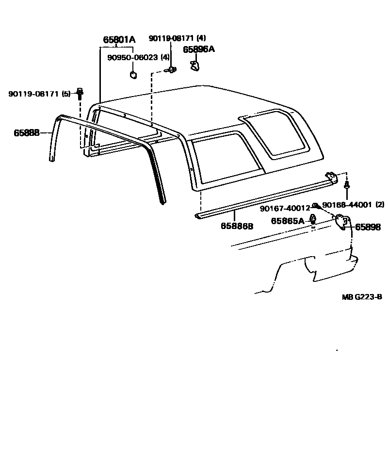 Toyota HILUX top cover EPC diagram — MBG223B