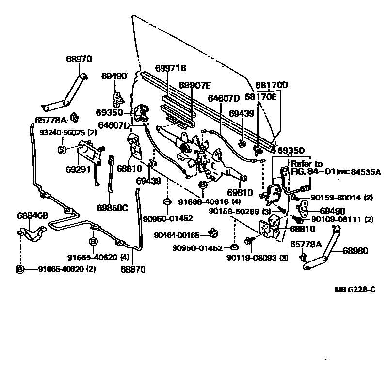 Toyota HILUX 背门锁和合页 EPC diagram — MBG226C