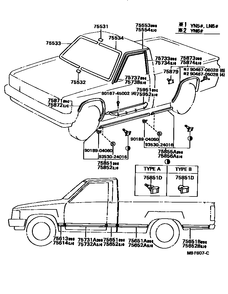 Toyota HILUX 防护条 EPC diagram — MBF607C