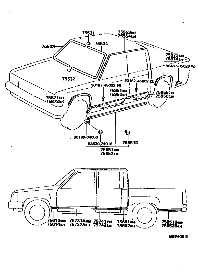 Toyota HILUX 防护条 EPC diagram — MBF608B