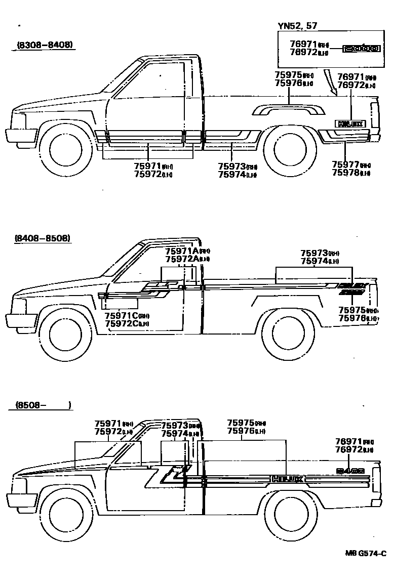 Toyota HILUX 车身镶条 EPC diagram — MBG574C