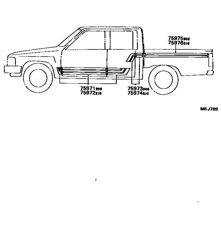 Toyota HILUX 车身镶条 EPC diagram — MBJ789