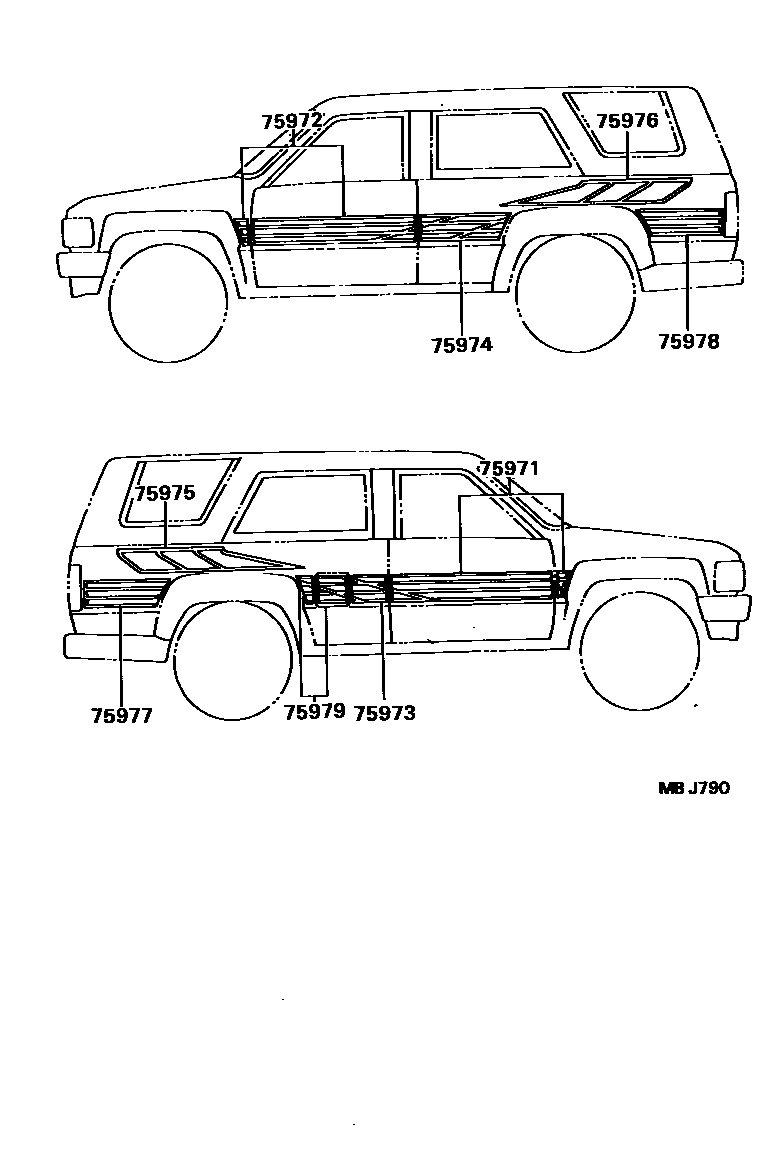 Toyota HILUX 车身镶条 EPC diagram — MBJ790