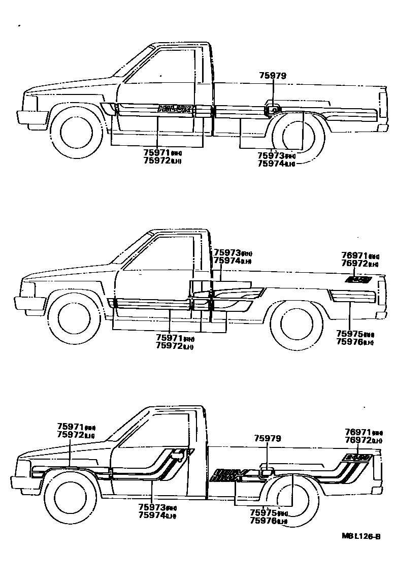 Toyota HILUX 车身镶条 EPC diagram — MBL126B