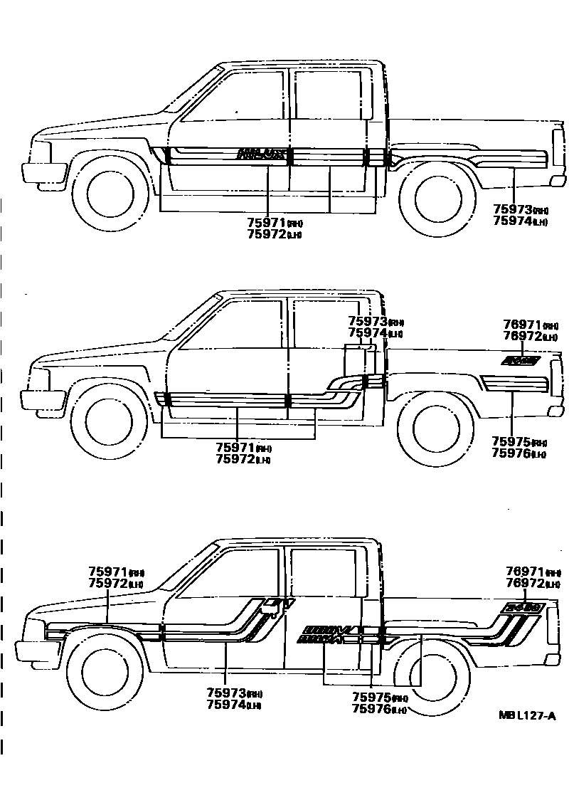 Toyota HILUX 车身镶条 EPC diagram — MBL127A