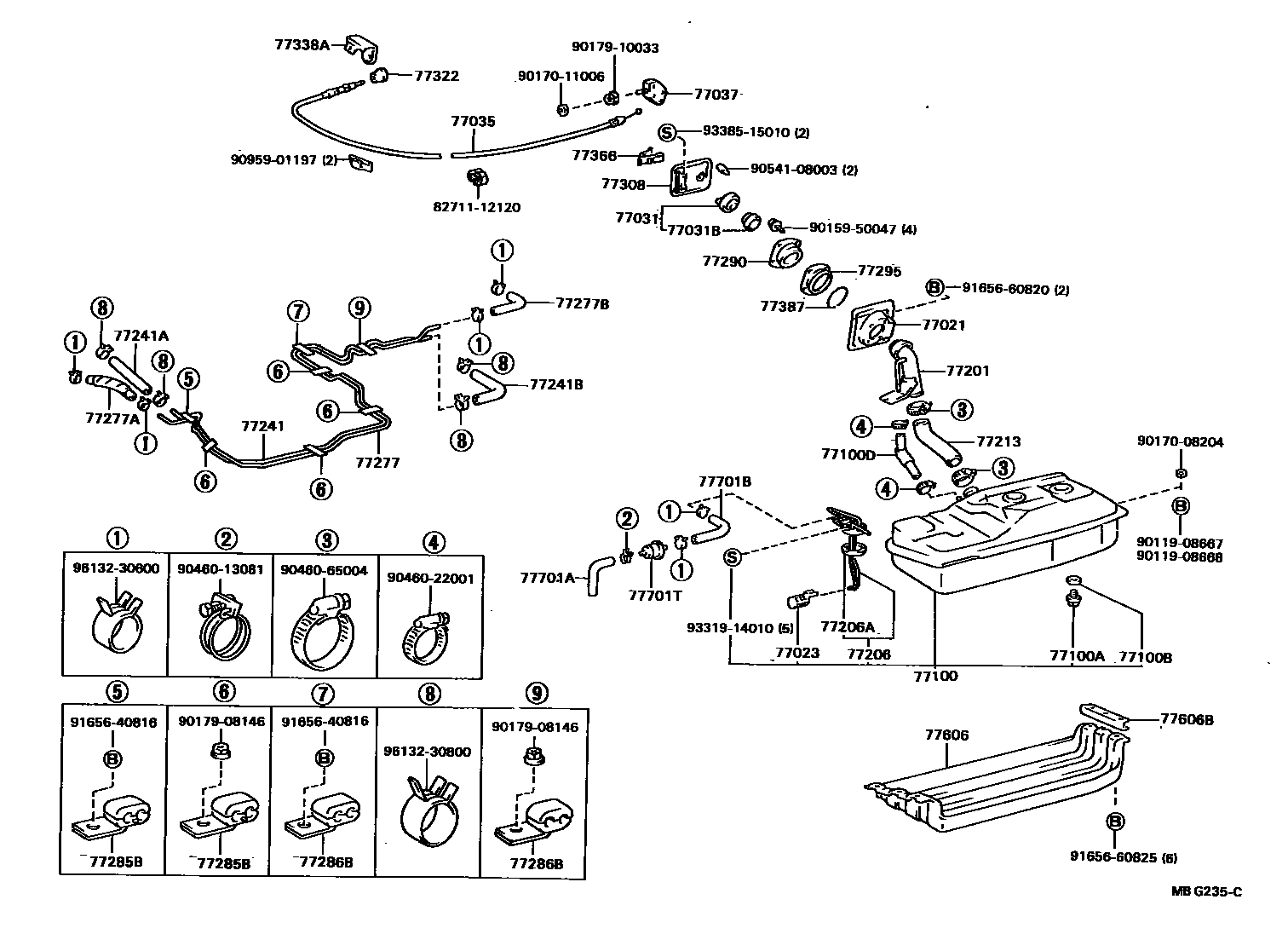 Toyota HILUX 燃油箱和燃油管 EPC diagram — MBG235C