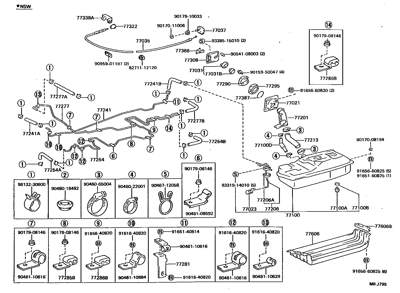 Toyota HILUX 燃油箱和燃油管 EPC diagram — MBJ795