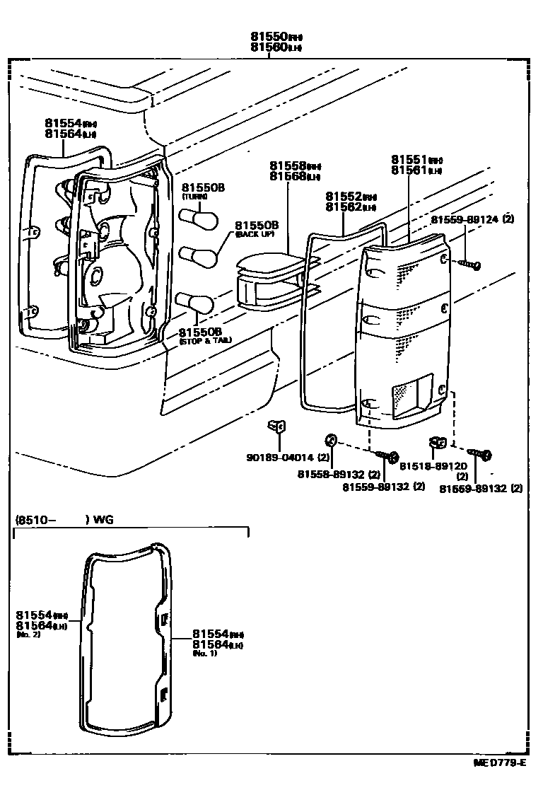 Toyota HILUX 后组合灯 EPC diagram — MED779E