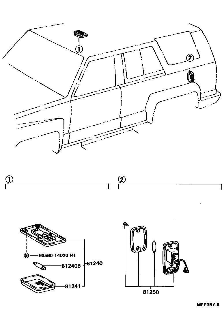 Toyota HILUX 车内灯 EPC diagram — MEE367B