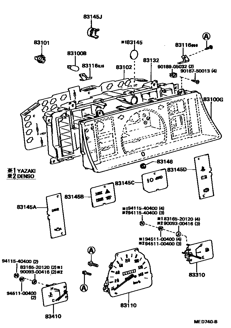 Toyota HILUX 仪表 EPC diagram — MED740B