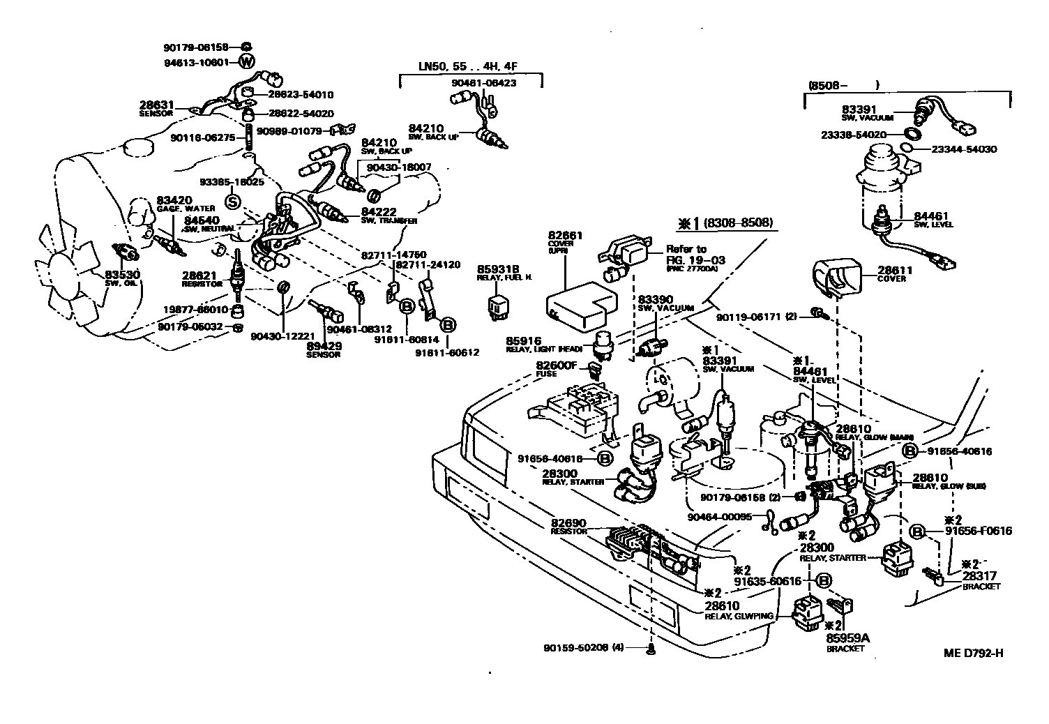 Toyota HILUX 开关和继电器和ECU EPC diagram — MED792H