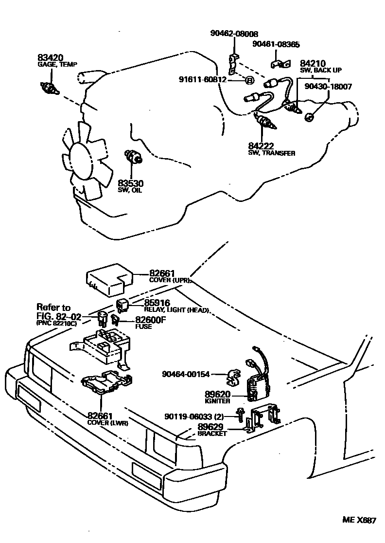 Toyota HILUX 开关和继电器和ECU EPC diagram — MEX687