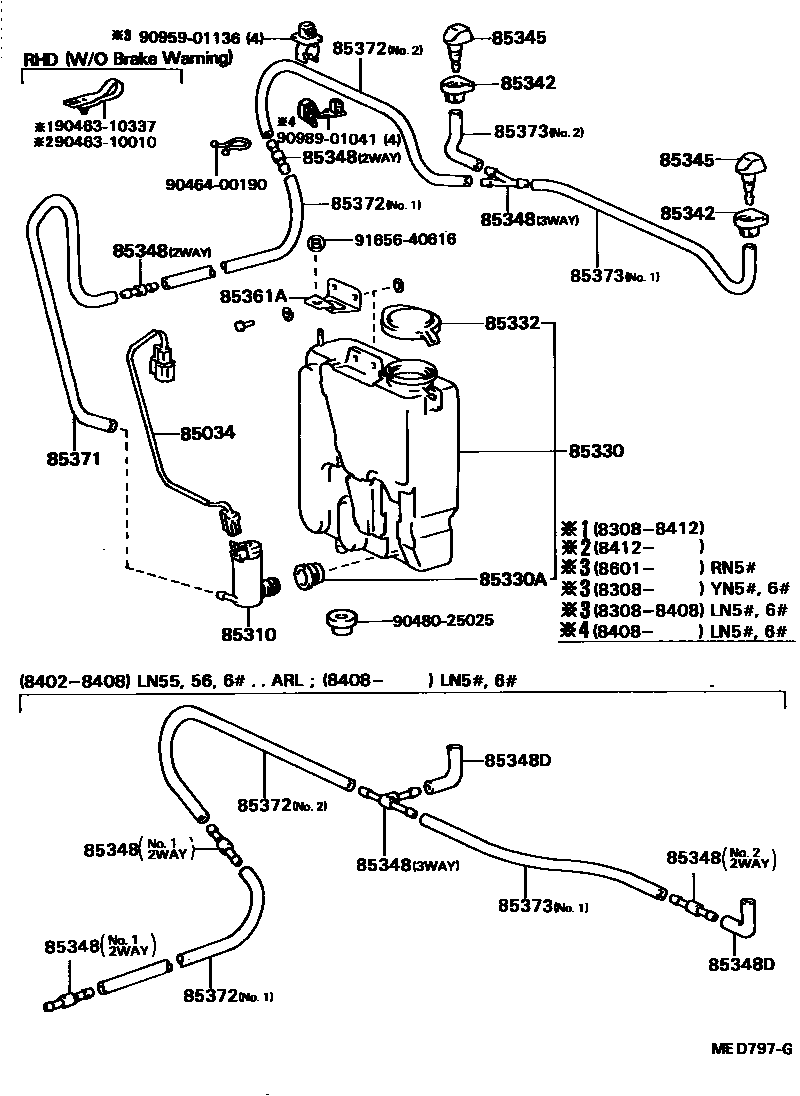 Toyota HILUX 挡风玻璃清洗器 EPC diagram — MED797G