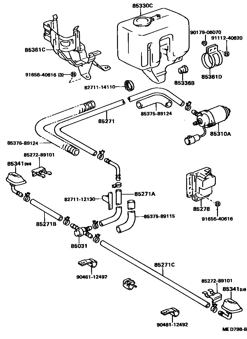 Toyota HILUX 前大灯清洗器 EPC diagram — MED798B