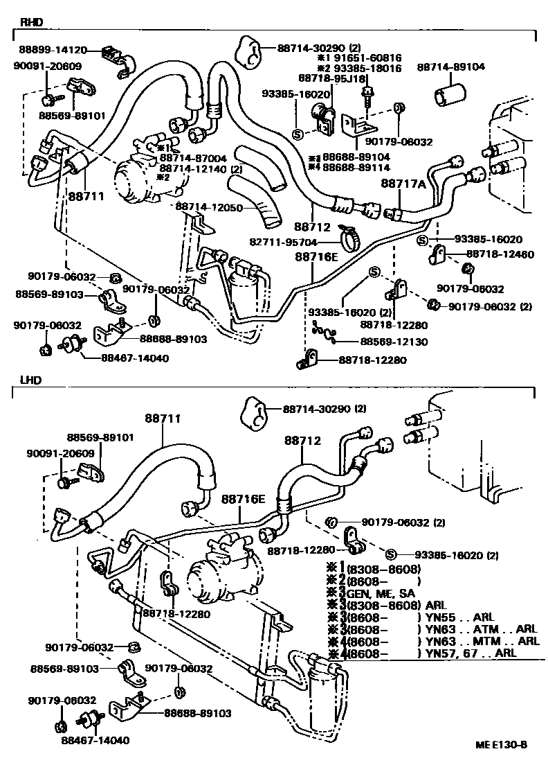 Toyota HILUX Heating & Air Conditioning - Cooler Piping EPC diagram — MEE130B