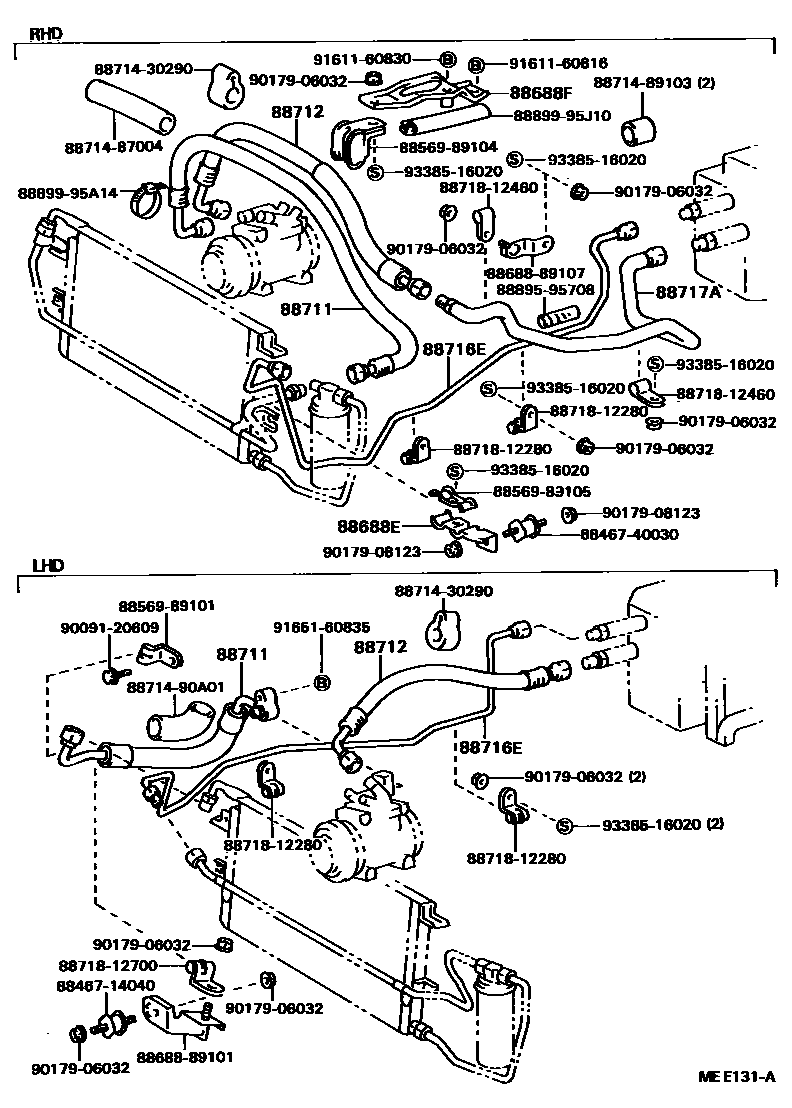Toyota HILUX Heating & Air Conditioning - Cooler Piping EPC diagram — MEE131A