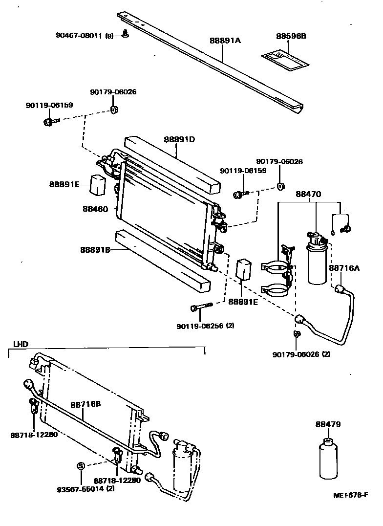 Toyota HILUX Heating & Air Conditioning - Cooler Piping EPC diagram — MEF678F