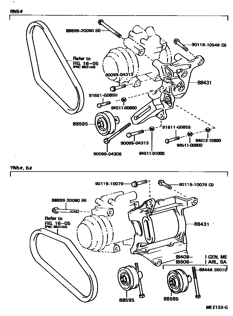 Toyota HILUX Heating & Air Conditioning - Compressor EPC diagram — MEE133G