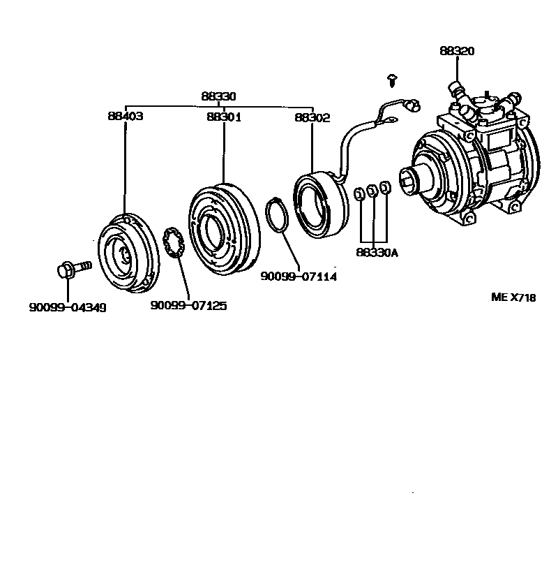 Toyota HILUX Heating & Air Conditioning - Compressor EPC diagram — MEX718