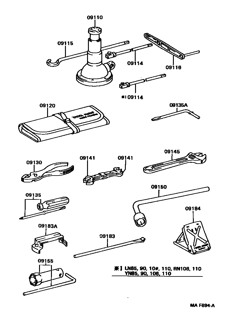 Toyota HILUX Standard Tools EPC diagram — MAF894A