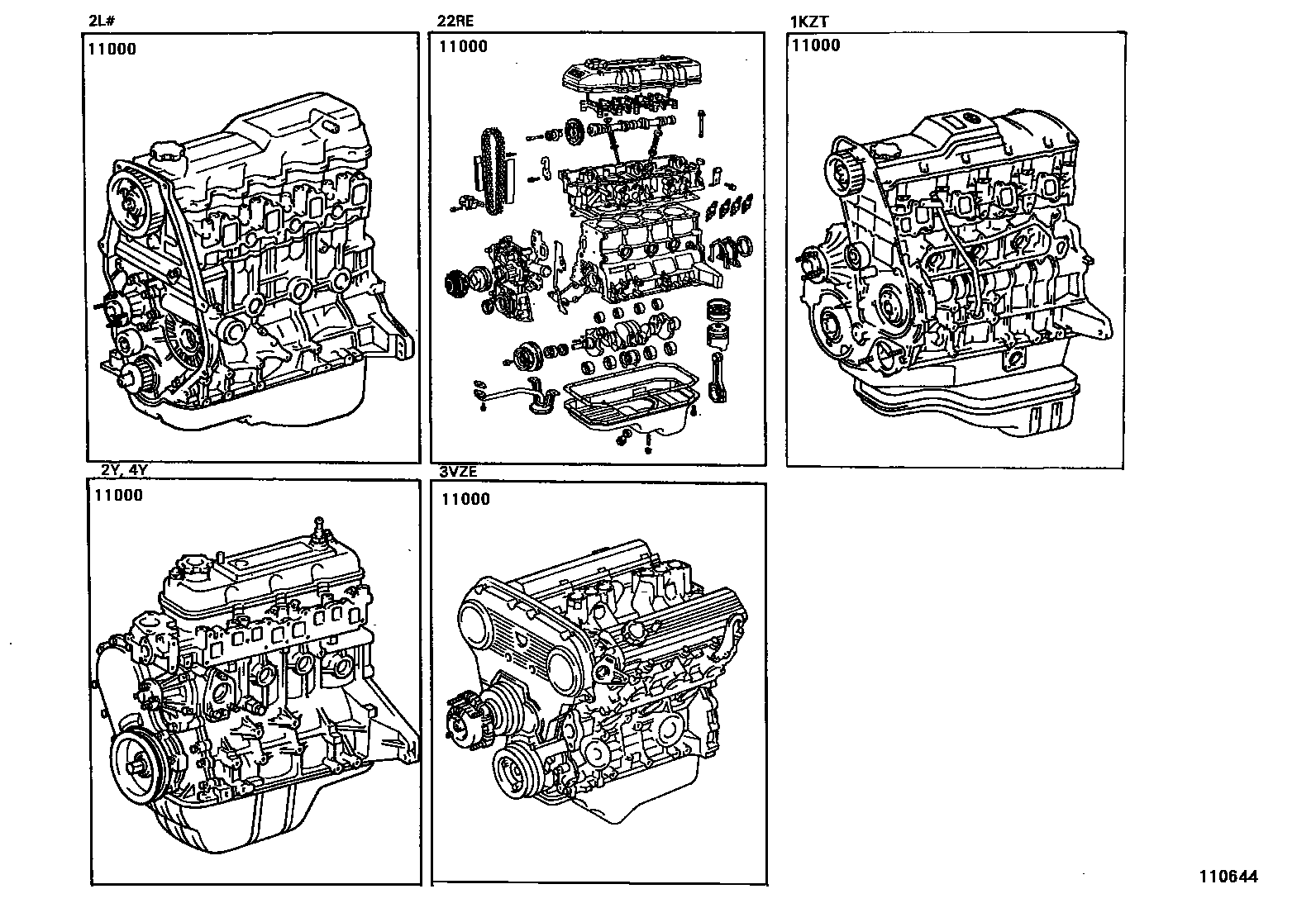 Toyota HILUX Partial Engine Assembly EPC diagram — 110644