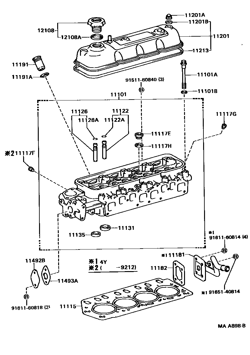 Toyota HILUX Cylinder Head EPC diagram — MAA898B