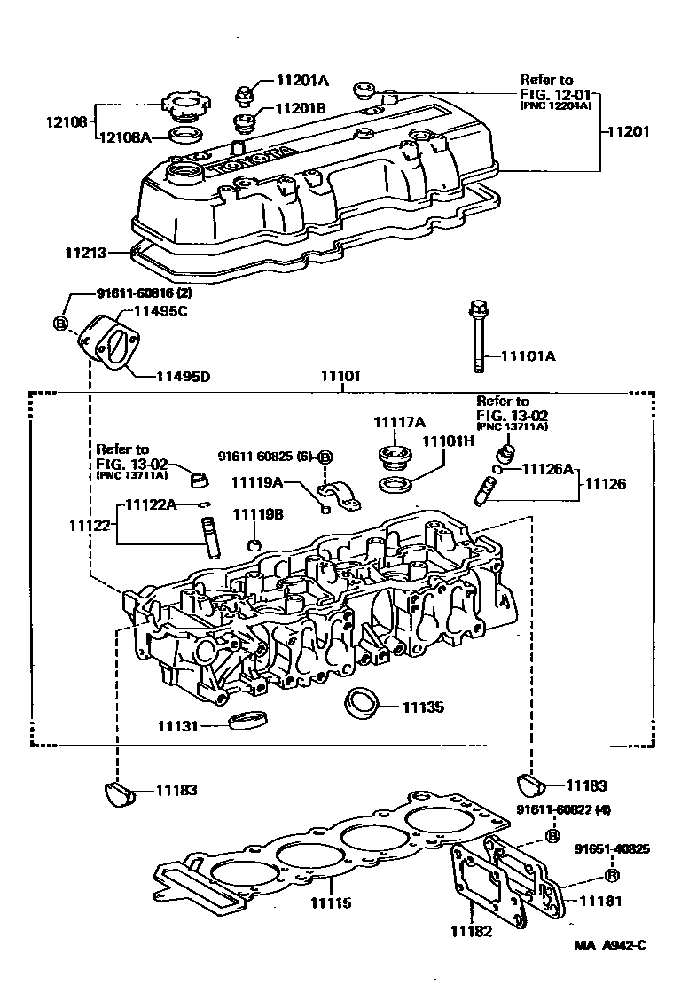 Toyota HILUX Cylinder Head EPC diagram — MAA942C