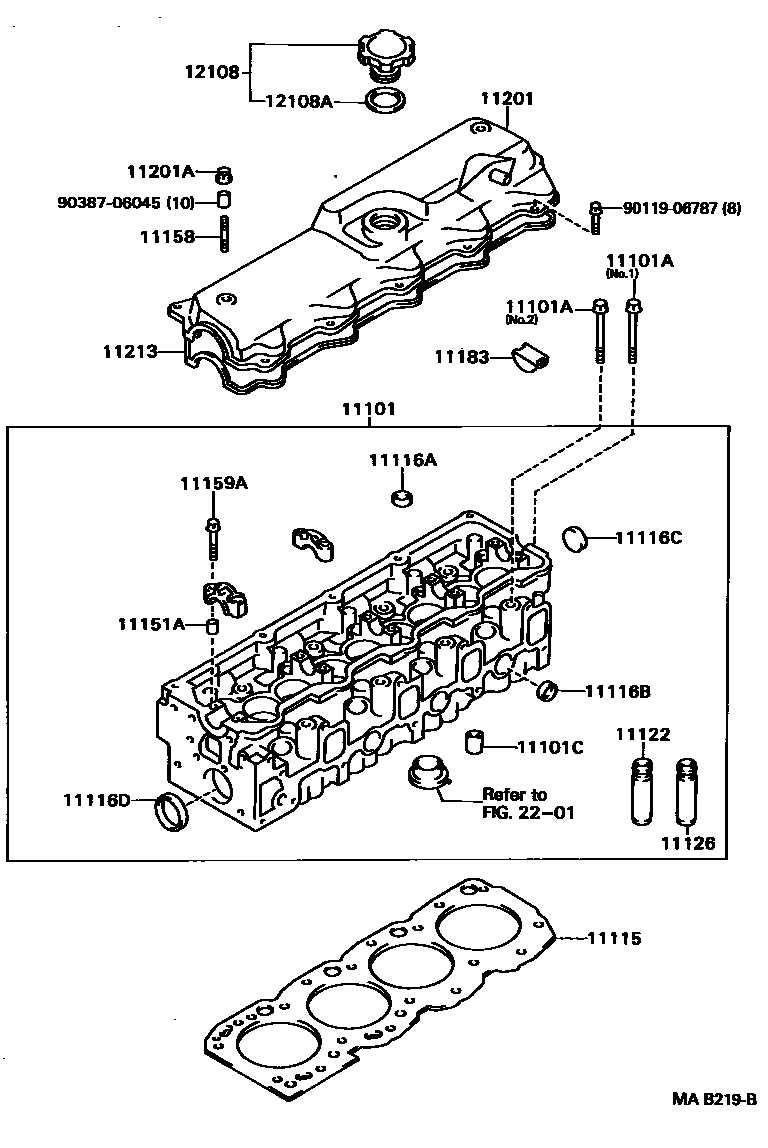 Toyota HILUX Cylinder Head EPC diagram — MAB219B