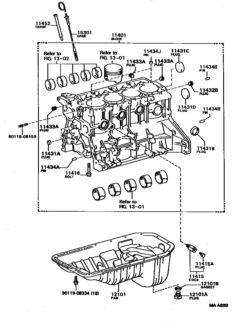 Toyota HILUX Cylinder Block EPC diagram — MAA899